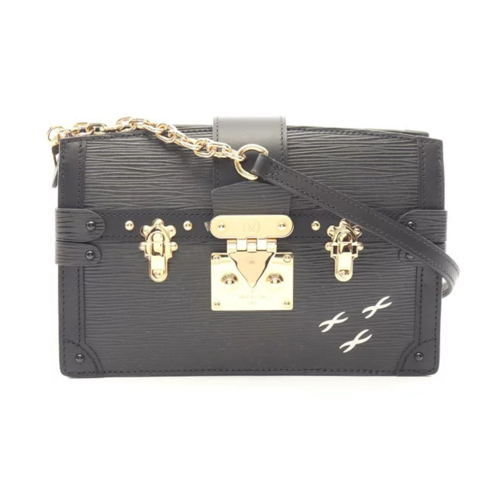 Louis Vuitton Trunk Clutch Shoulder Bag Leather Epi Black